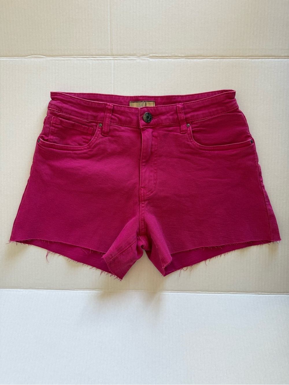 KUT From the Kloth Jane High Rise Cutoff Shorts Size 2 Hot Pink/Fushia